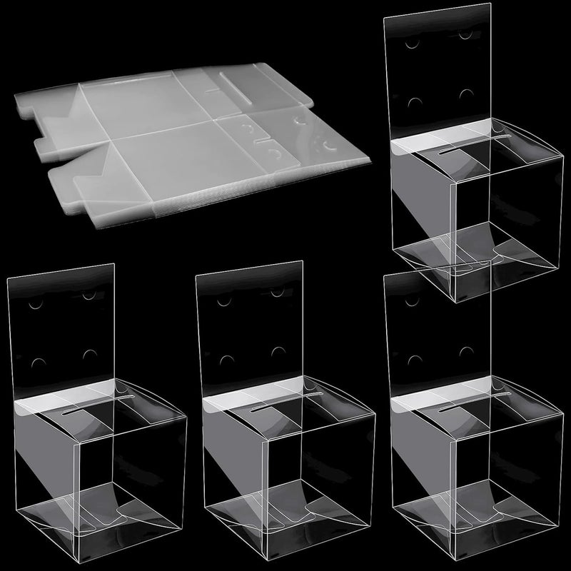 Eersida 20 Pieces Clear Raffle Boxes with Slot 6 x 6 x 6 Inch Plastic Donation Box Voting Suggestion Ballot Containers with Removable Header for Fundraising Collecting Business Card Voting Contest - Image 1